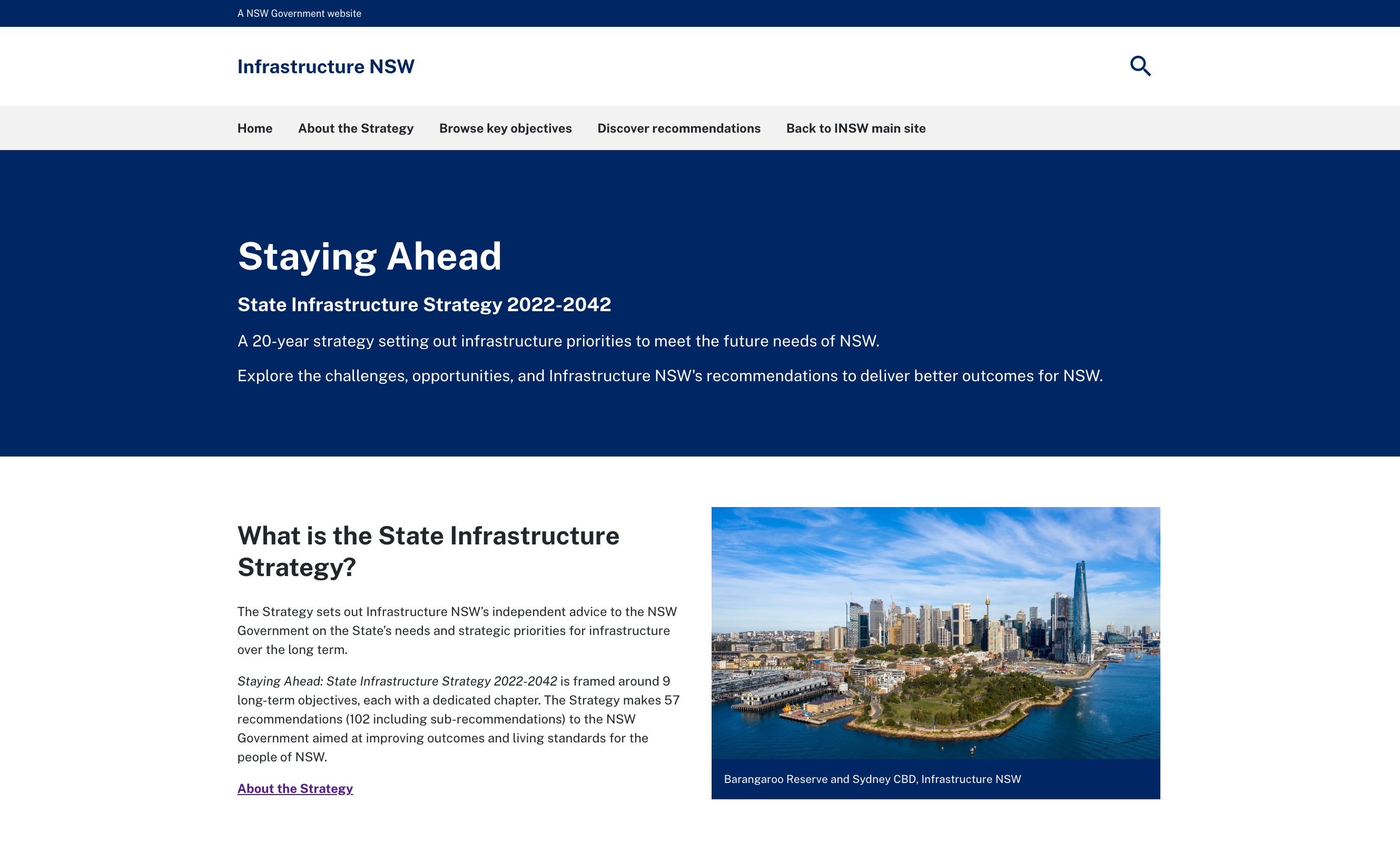 The homepage of the State Infrastructure Strategy website